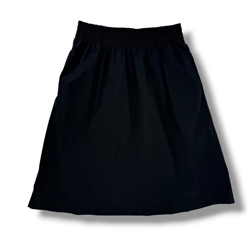Athleta Midday Midi Skirt Black Size L UPF 40+ Pockets Elastic Waist S/686392-01